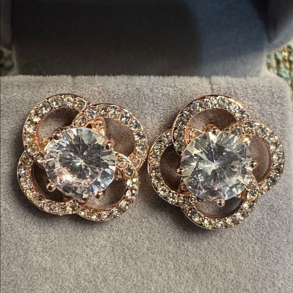 3087 Swarovski Crystal Elements post Earrings Rose-gold tone